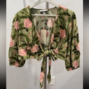 NWT Agua Bendita for Target Peony Print Tie Wrap Top XL